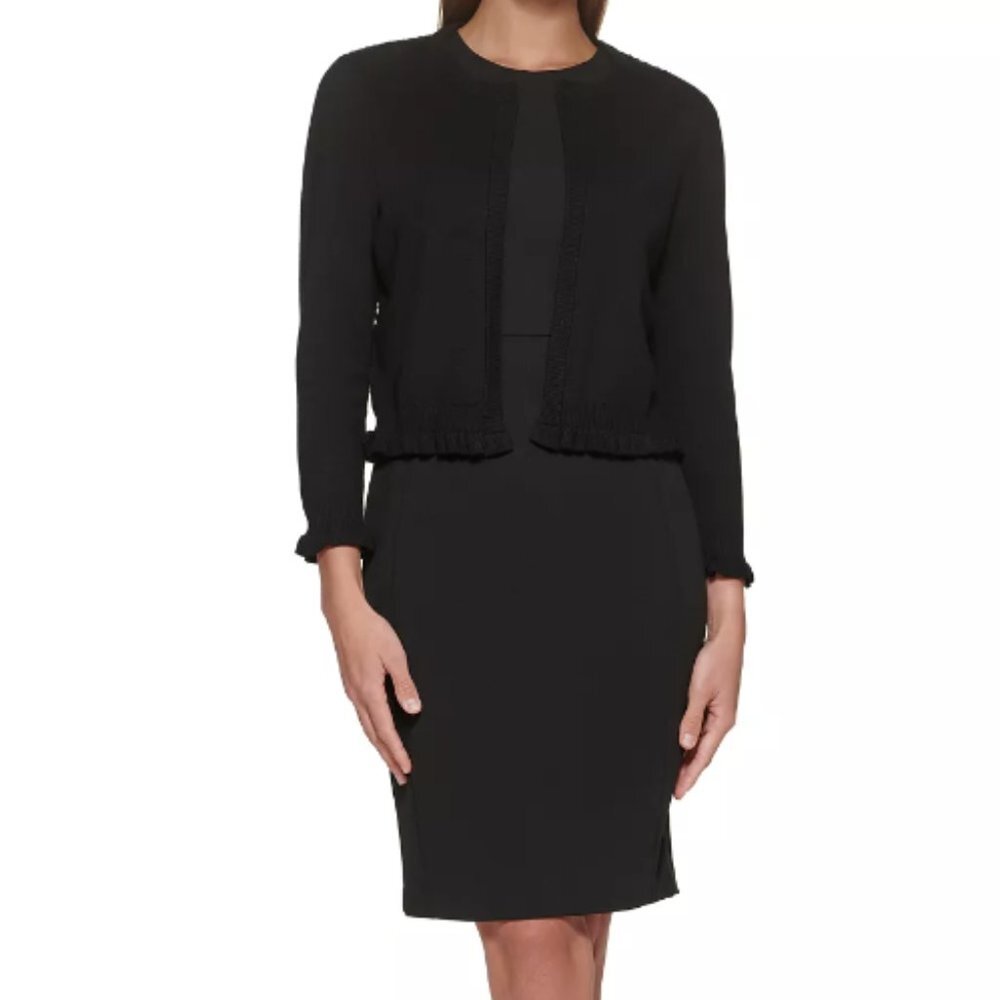 DKNY Black Lace Back Open Cardigan